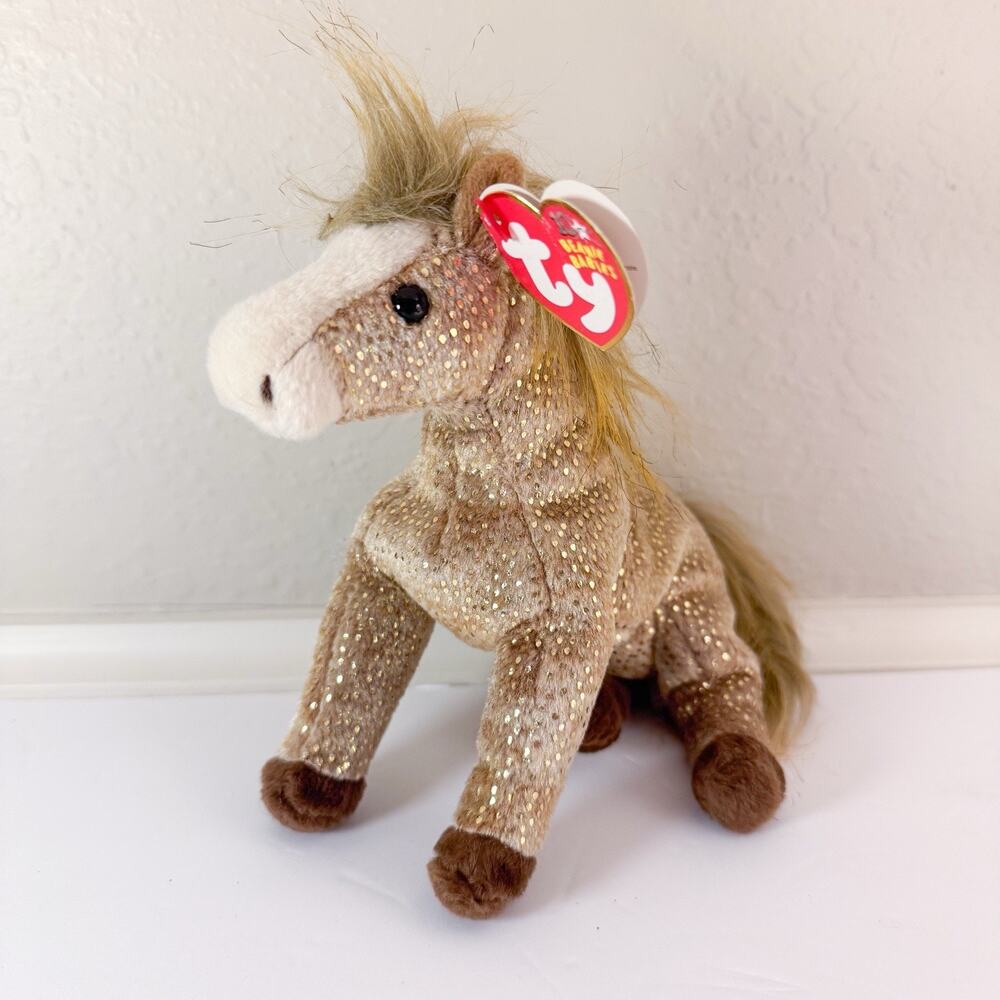 TY Filly The Horse 2002 Beanie Baby Gold Glitter Speckles